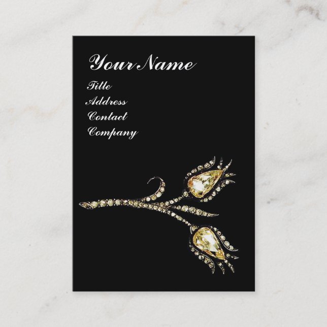 DIAMOND TULIPS MONOGRAM ,Black and white ,Pearl Business Card (Front)