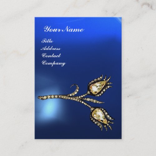 DIAMOND TULIPS MONOGRAM Blue Sapphire Pearl Business Card