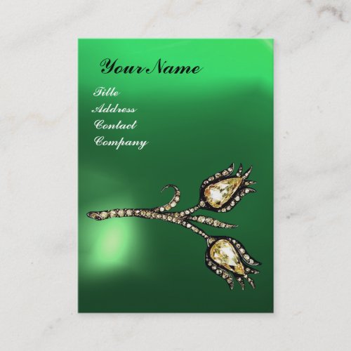 DIAMOND TULIPS MONOGRAM Green Jade Business Card