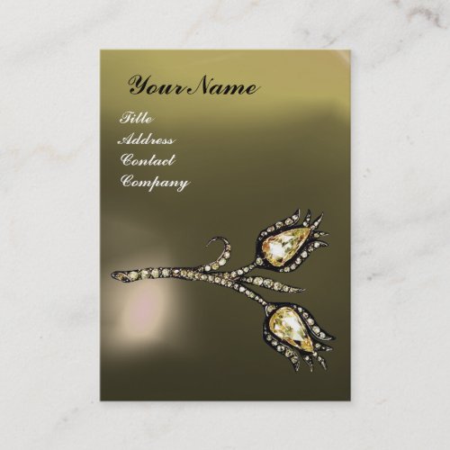 DIAMOND TULIPS MONOGRAM Grey Agate Business Card