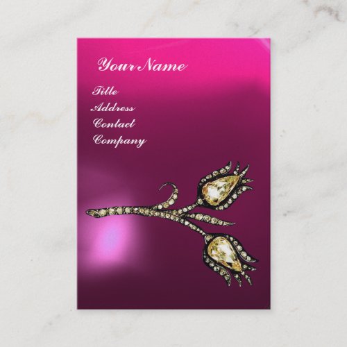 DIAMOND TULIPS MONOGRAM Pink Fuchsia Purple Pearl Business Card