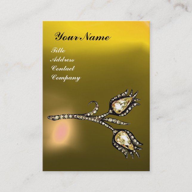 DIAMOND TULIPS MONOGRAM ,Yellow Topaz Business Card (Front)