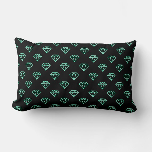 Diamond - Turquoise on Black Lumbar Pillow (Front)
