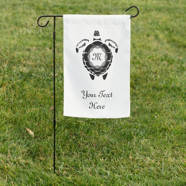 Diamond Turtle Shellback Monogram Garden Flag (In SItu)