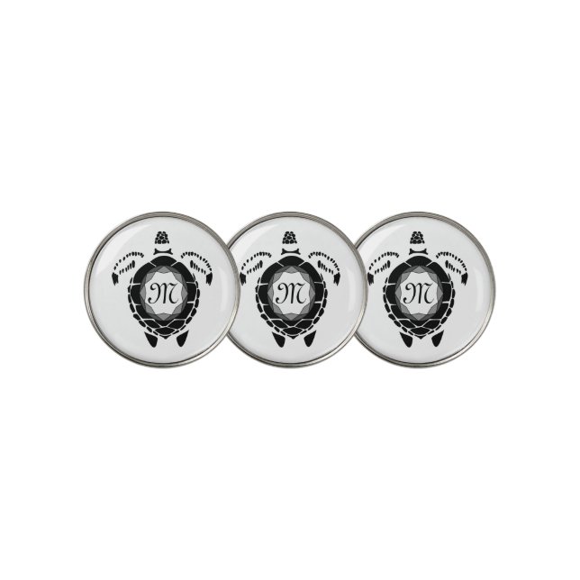 Diamond Turtle Shellback Monogram Golf Ball Marker (3 Up)