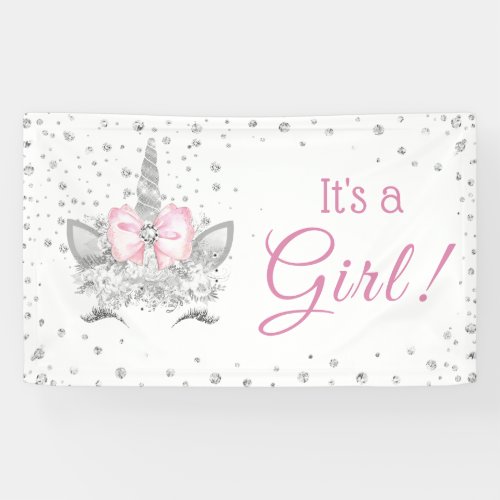 Diamond Unicorn Face Girl Baby Shower Banner