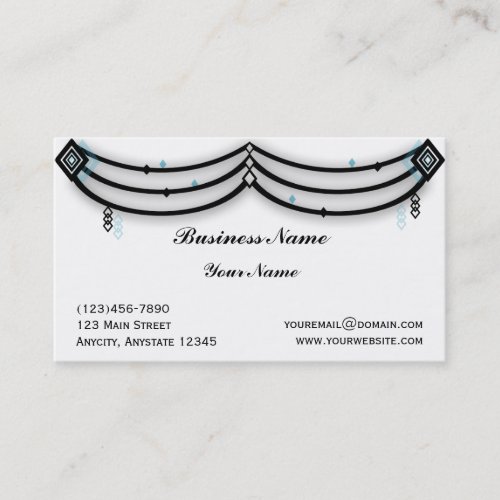 Diamond Valance in Black and Aqua Business Card