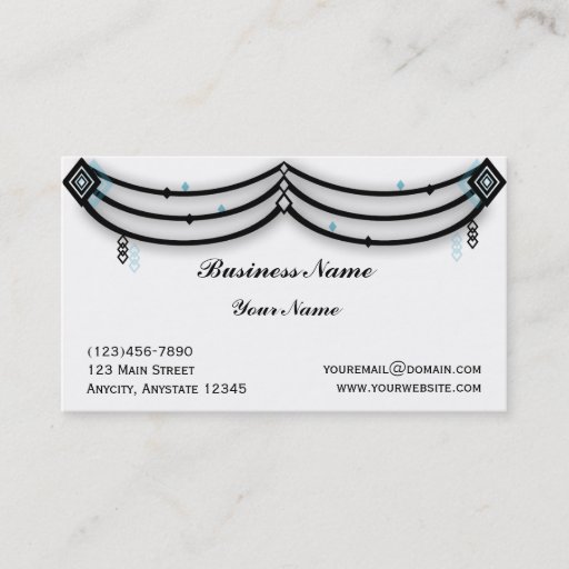 Customizable Diamond Valance in Black and Aqua Business Card