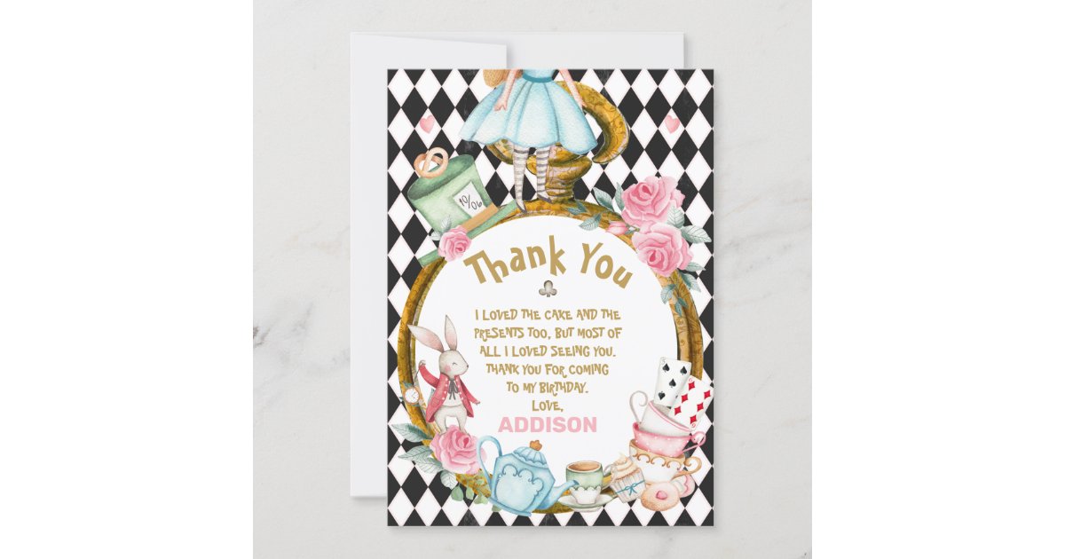 Alice In Wonderland Invitations Personalized with Envelopes, 5 x 7 inc