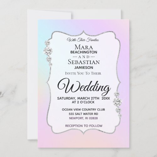 *~* Diamond Watercolor Gradient Pastel  Wedding Invitation