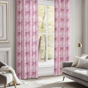 Diamond watercolor Pink Coquette Bow Blackout Curtains