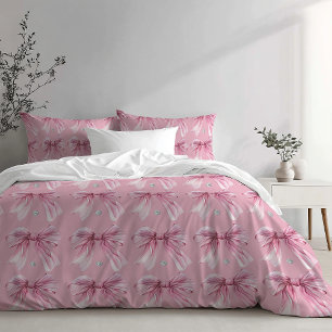 Diamond watercolor Pink Coquette Bow Pillow Case