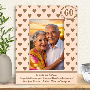 Diamond Wedding 60th Anniversary Hearts Custom Engraved Frames