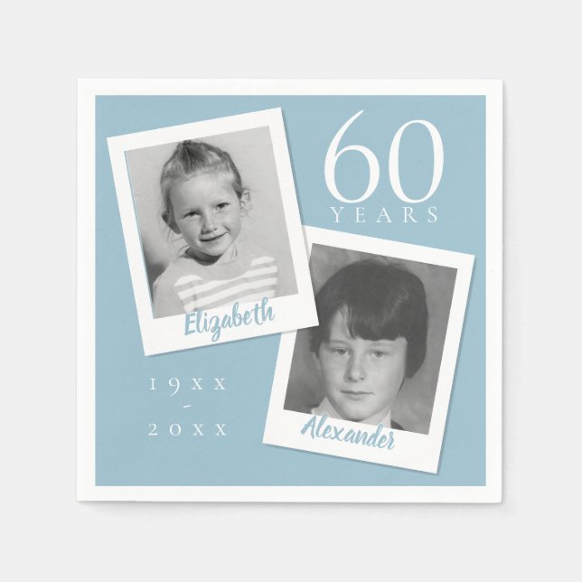 Diamond Wedding 60th Anniversary Kids Photos Napkins (Front)