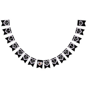 Diamond wedding 60th anniversary photo black bunting flags