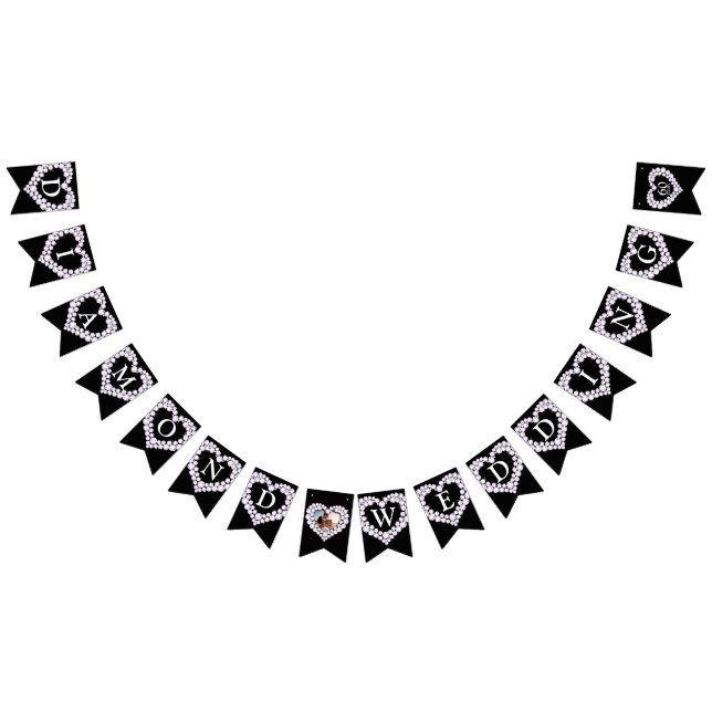 Diamond wedding 60th anniversary photo black bunting flags (All)