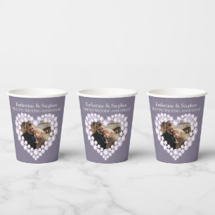 Diamond wedding anniversary 60th photo gray paper cups