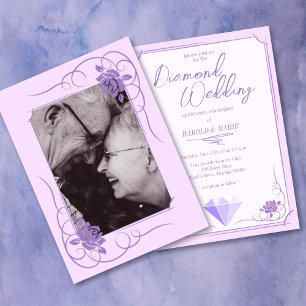Diamond Wedding Anniversary Celebration Photo Invitation