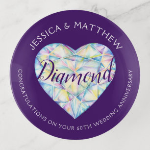 Diamond Wedding Anniversary custom names Trinket Tray