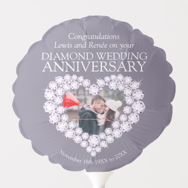 Diamond wedding anniversary custom photo 60 years balloon (Front)