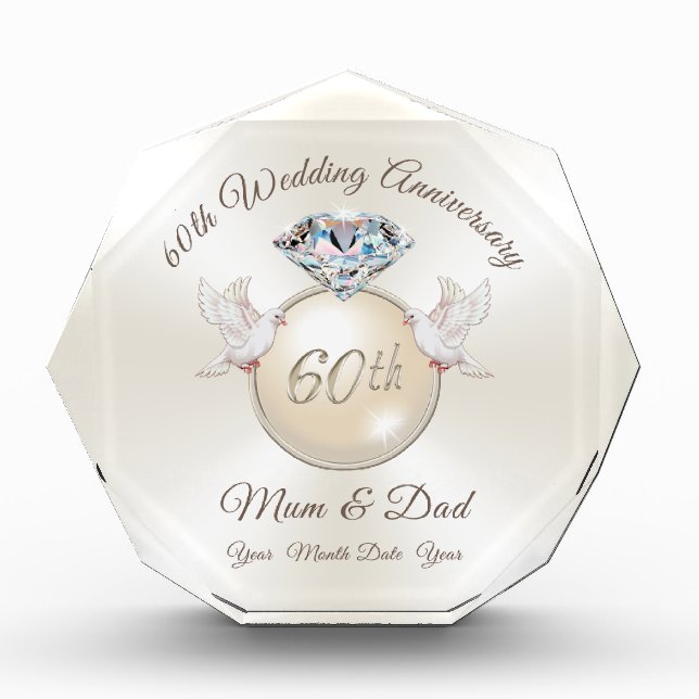 Diamond Wedding Anniversary Gifts for Mum and Dad (Front)