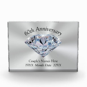 Diamond Wedding Anniversary Gifts, Personalised Award