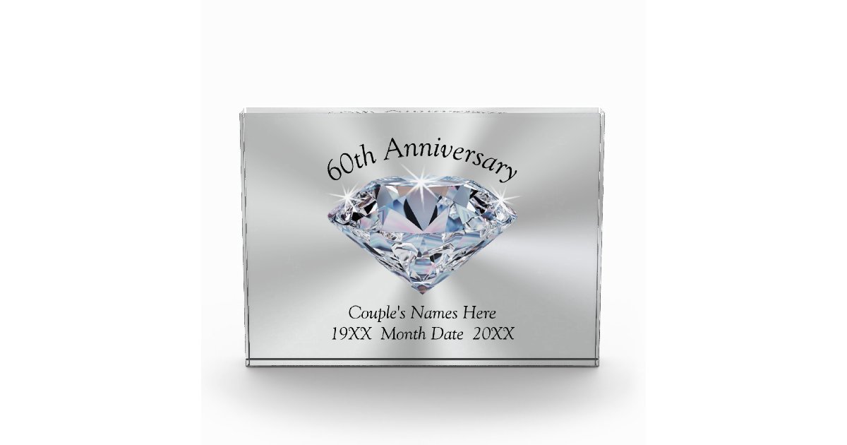 Diamond Wedding Anniversary Gifts, Personalised Award