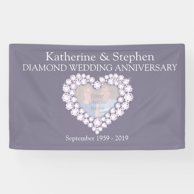 Diamond Wedding Anniversary Grey Banner