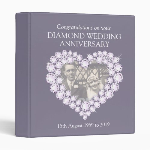 Diamond wedding anniversary grey photo folder