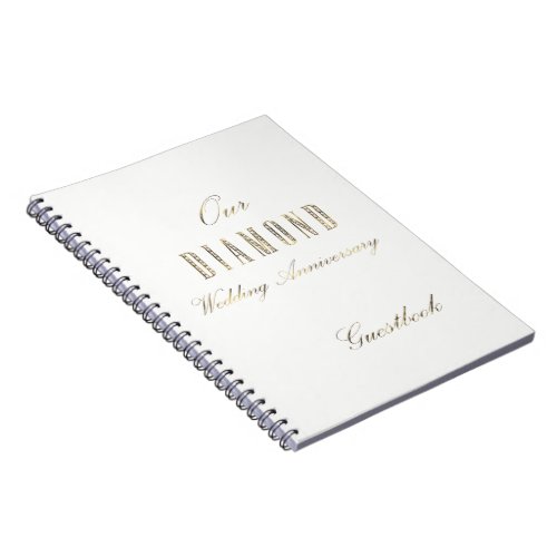 Diamond Wedding Anniversary Guest Book White Gold