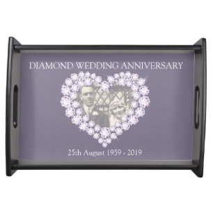 Diamond Wedding anniversary heart custom tray