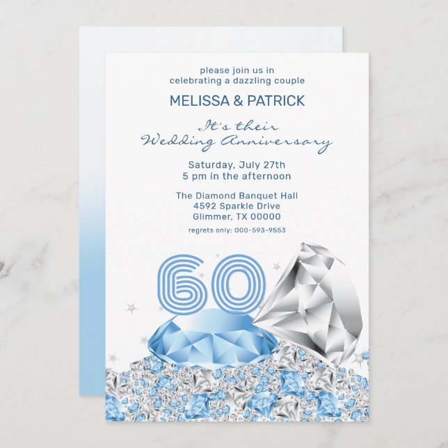 Diamond Wedding Anniversary Invitation (Front/Back)