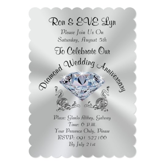 Diamond Wedding Anniversary Invitations Your Text Invitation