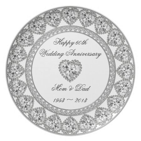 Diamond Wedding Anniversary Melamine Plate
