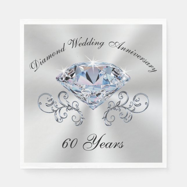 Diamond Wedding Anniversary Napkins BULK Discounts (Front)