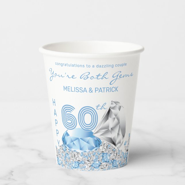 Diamond Wedding Anniversary Paper Cups (Front)
