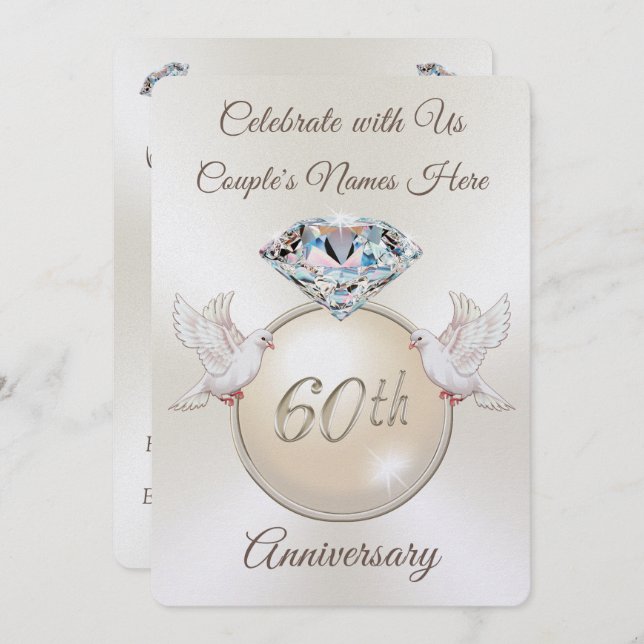 Diamond Wedding Anniversary Party Invitations (Front/Back)