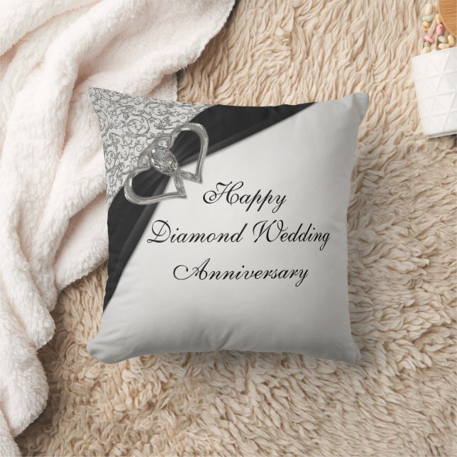 Diamond Wedding Anniversary Throw Pillow (Blanket)