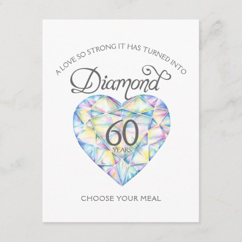 Diamond Wedding Anniversary watercolor meal choice Enclosure Card