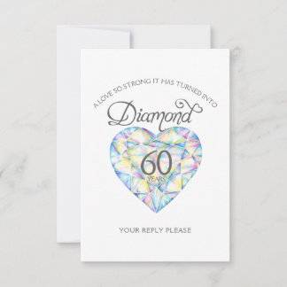 Diamond Wedding Anniversary watercolor painting RSVP Card