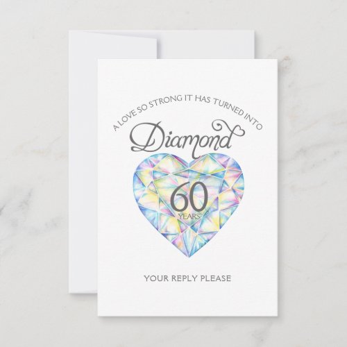 Diamond Wedding Anniversary watercolor painting RSVP Card