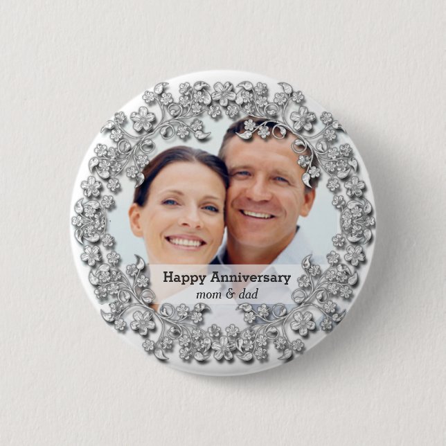 Diamond wedding anniversary with a photo button (Front)