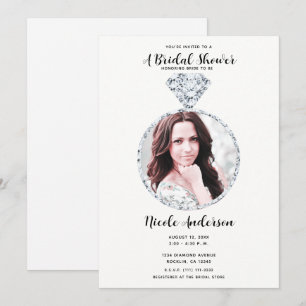 Diamond Wedding Bling Ring Bridal Shower Photo Invitation