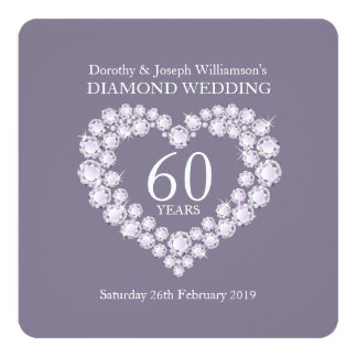 Diamond wedding diamonds heart 60 party invite