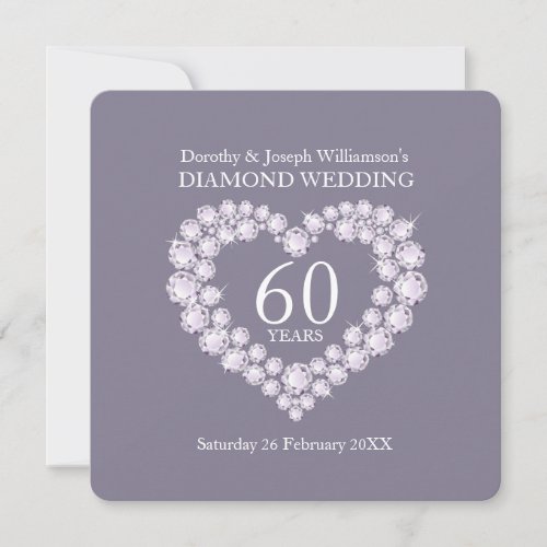 Diamond wedding diamonds heart 60 party invite