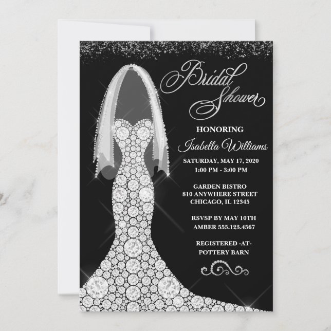 Diamond Wedding Dress Bridal Shower Invitation (Front)