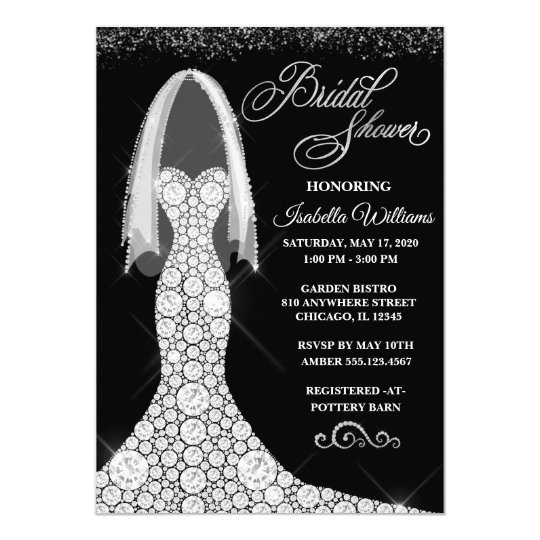 Diamond Wedding Dress Bridal Shower Invitation