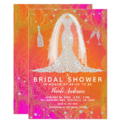 Diamond Wedding Dress Indian Bright Bridal Shower Invitation