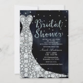 Diamond Wedding Dress Modern Blue Bridal Shower Invitation (Front)
