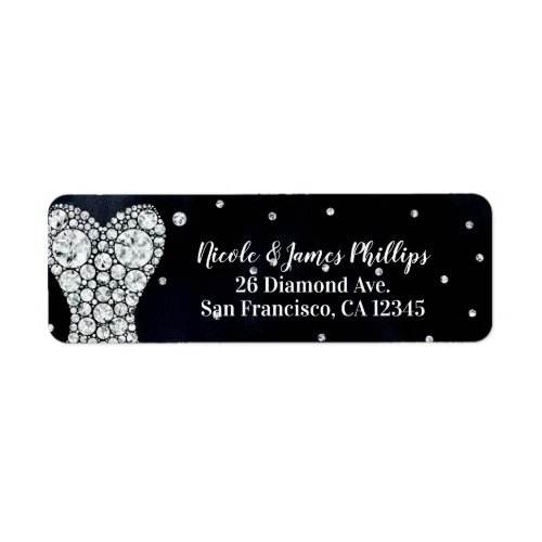 Diamond Wedding Dress Modern Blue Bridal Shower Label